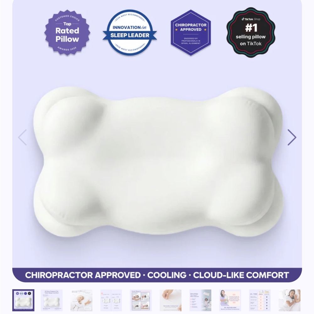 Mellow CloudAlign Cooling Contour Pillow - White